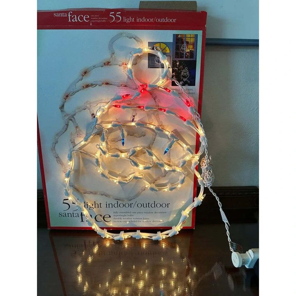 Santa Face 55 Light Indoor‎ Outdoor Window Decoration Christmas Silhouette